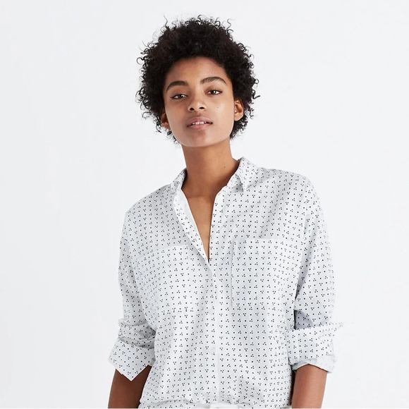 Madewell • Shrunken Trapeze Shirt in Penpoint Dot - Picture 2 of 10